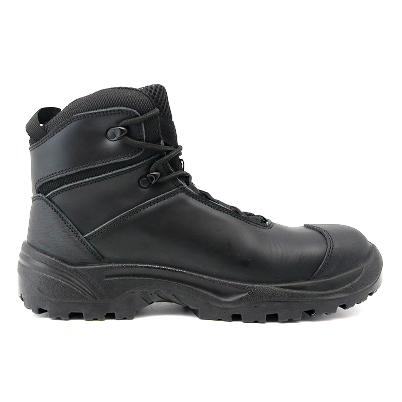 Genuine Leather Fiberglass Toe Safety Shoes Black