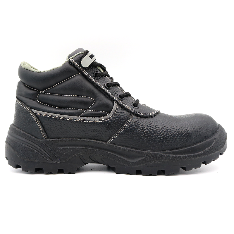 Black Leather Metal Free Safety Shoes with Fiberglass Toe