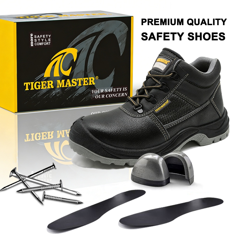 Leather Prevent Puncture Steel Toe Work Boots for Men