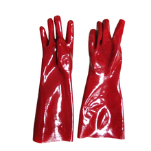 45cm Waterproof Red PVC Industrial Gloves Oil Chemical Resistant 