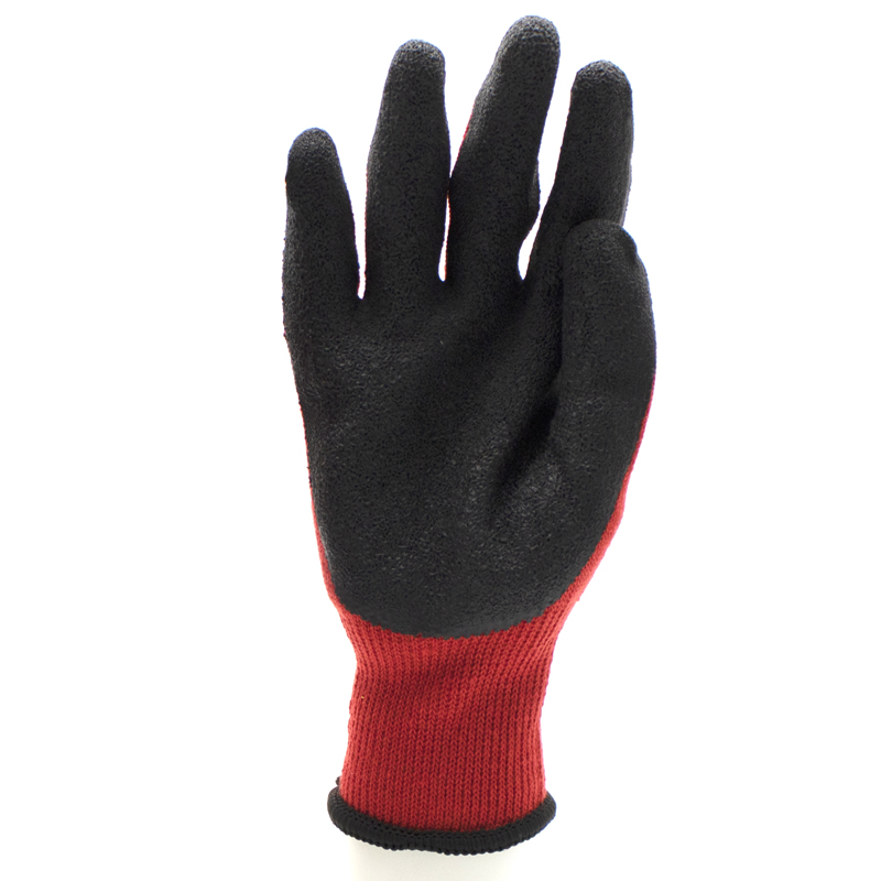 21G Poly-cotton Liner Black Latex Coated Work Gloves for Construction