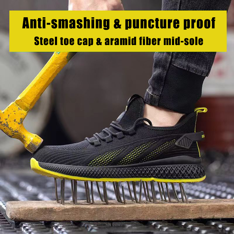 Steel Toe Anti Puncture Sport Safety Shoes Rubber Sole