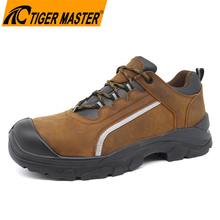 Brown Genuine Leather Fiberglass Toe Work Safety Shoes 