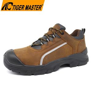 Brown Genuine Leather Fiberglass Toe Work Safety Shoes 