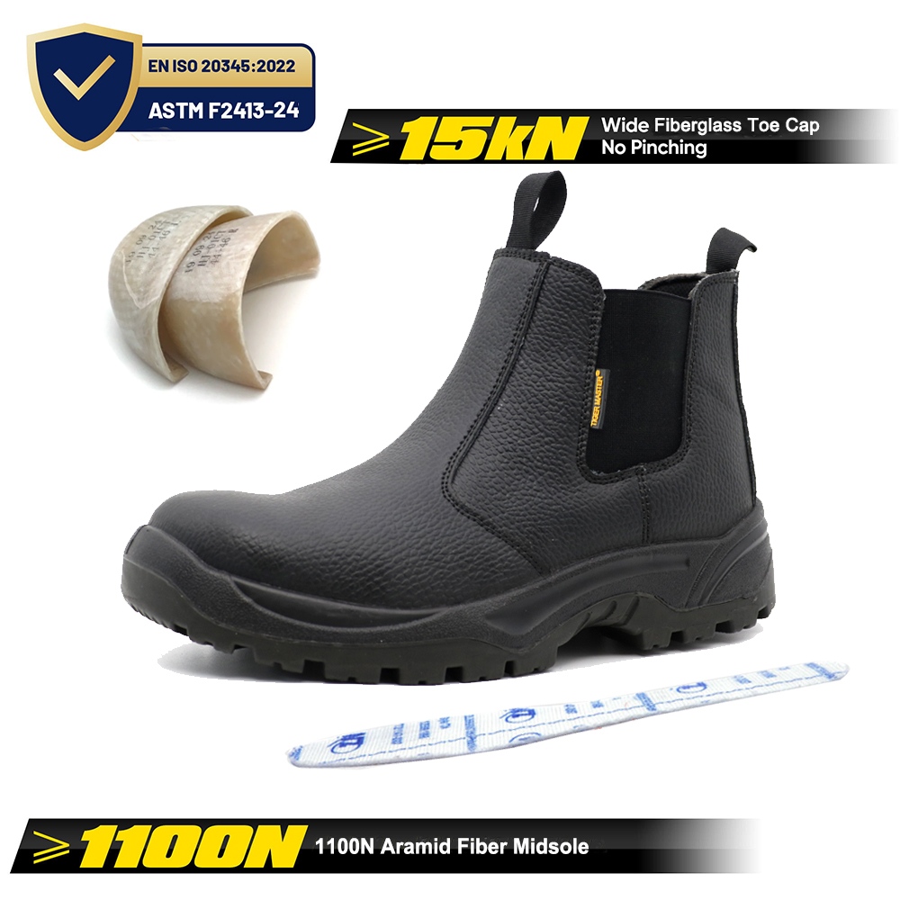 Metal-free Composite Toe Leather Construction Safety Boots without Lace