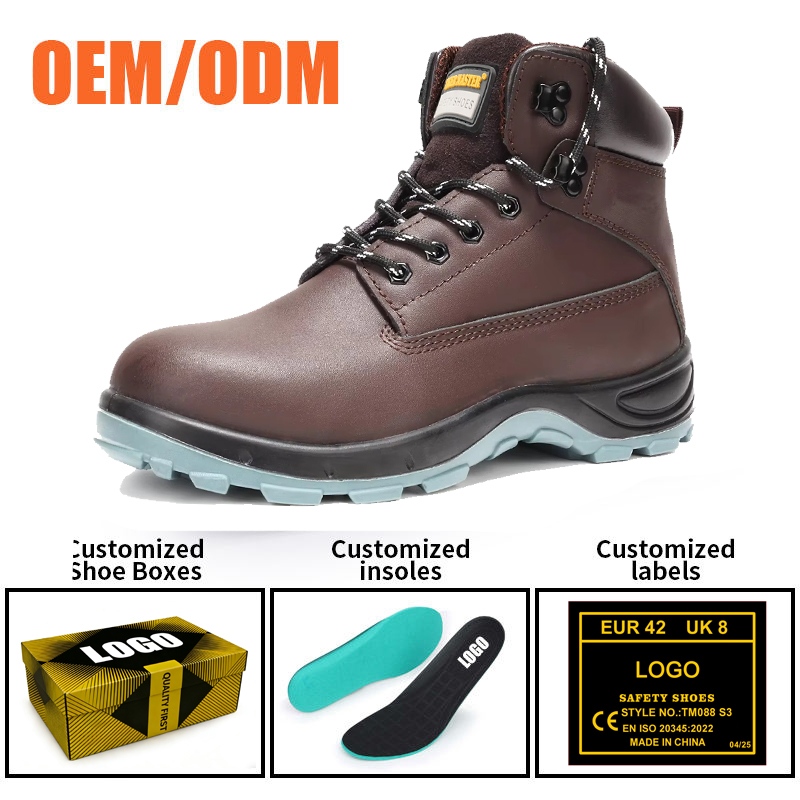 EU Steel Toe Brown Leather Safety Boots for Men