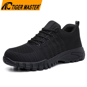 Steel Toe Breathable Sports Safety Shoes Black Rubber Sole