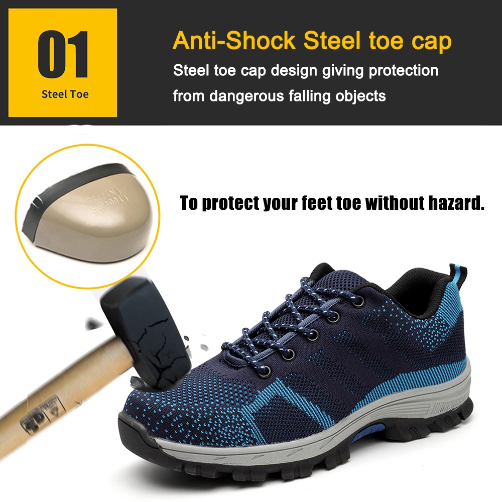 Anti-slip Breathable Sport Safety Shoes with Steel Toe