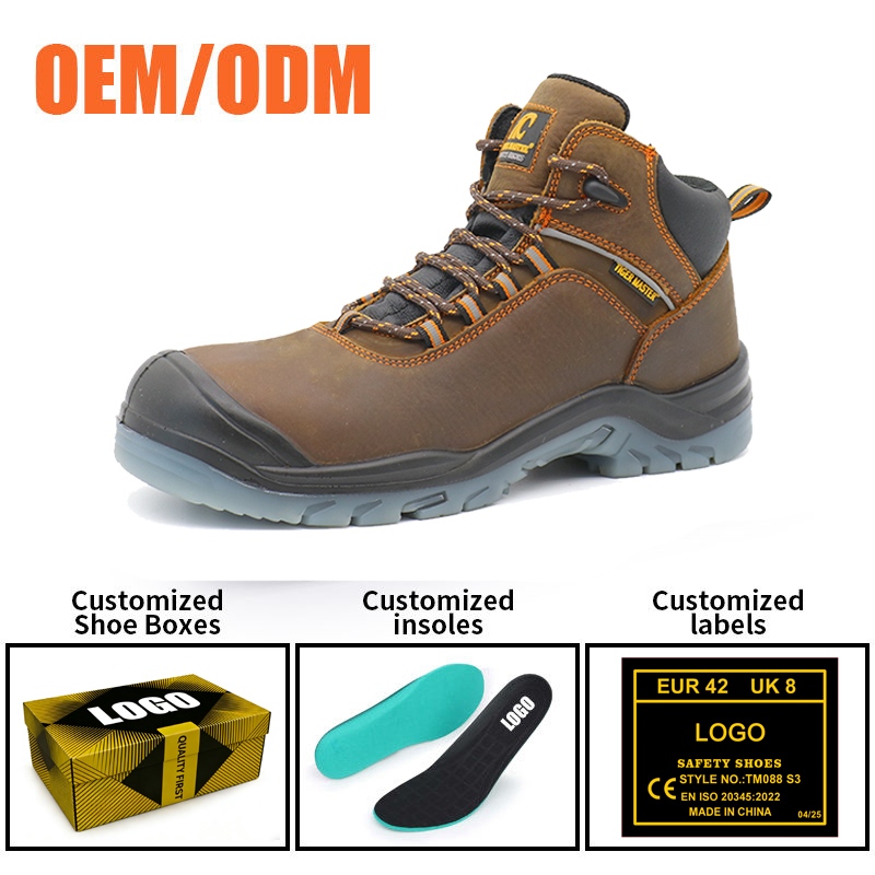 TPU Sole Leather Oil Industry Work Boots with Steel Toe