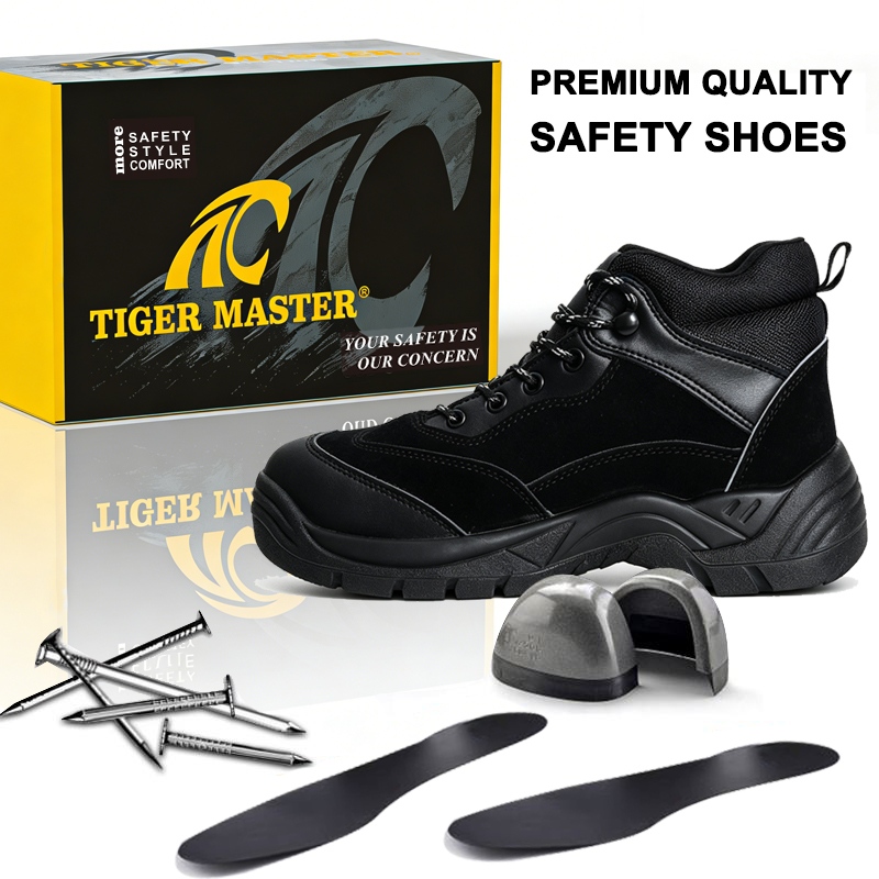 Steel Toe Anti-puncture Safety Boots Black Suede Leather