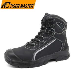Anti-slip Fiberglass Toe Industrial Safety Boots Black