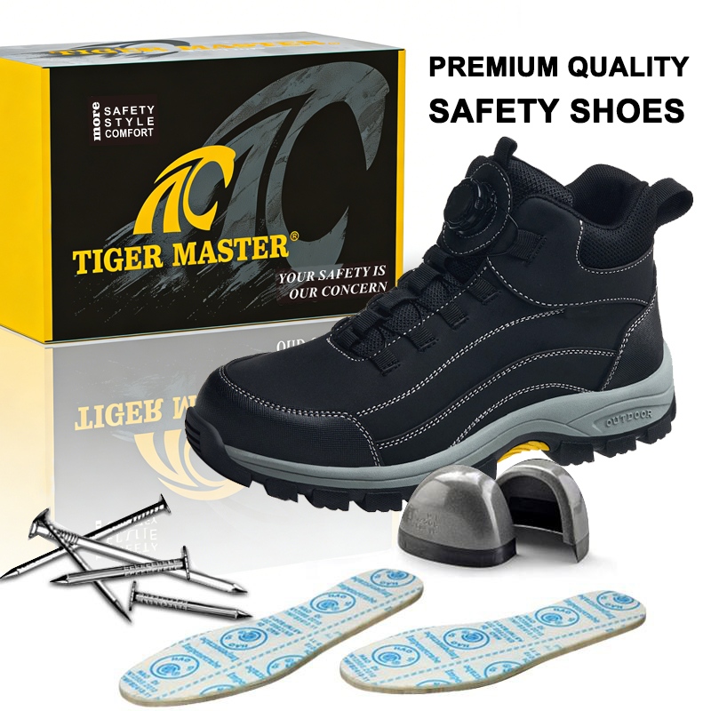 Steel Toe Puncture-proof Outdoor Safety Boots Black for Men