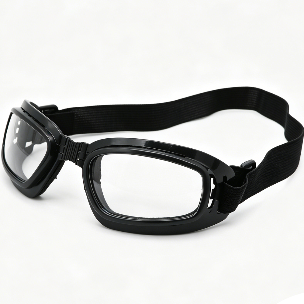 Folding Dust & Wind Proof Anti-scratch Safety Goggles Black Elastic Strap