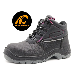 Steel Toe Leather Women Safety Shoes Pink Mesh Lining