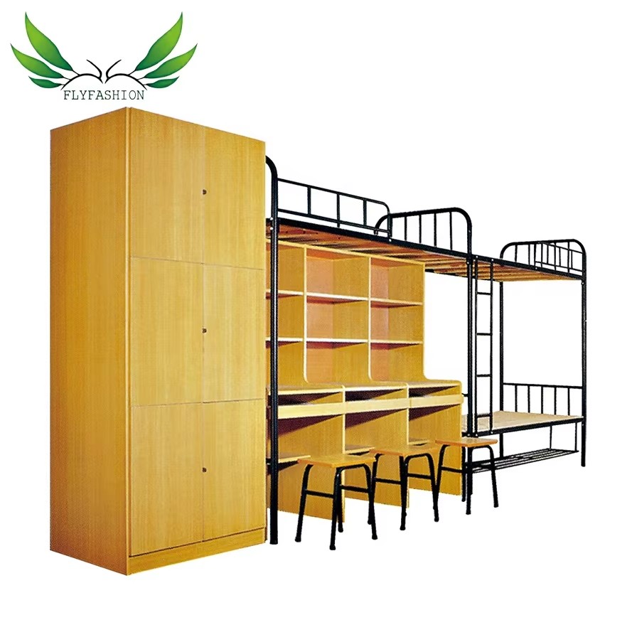 School Bed Dormitory Beds Dormitory Furniture Single Student Bed with Wardrobe and Study Table