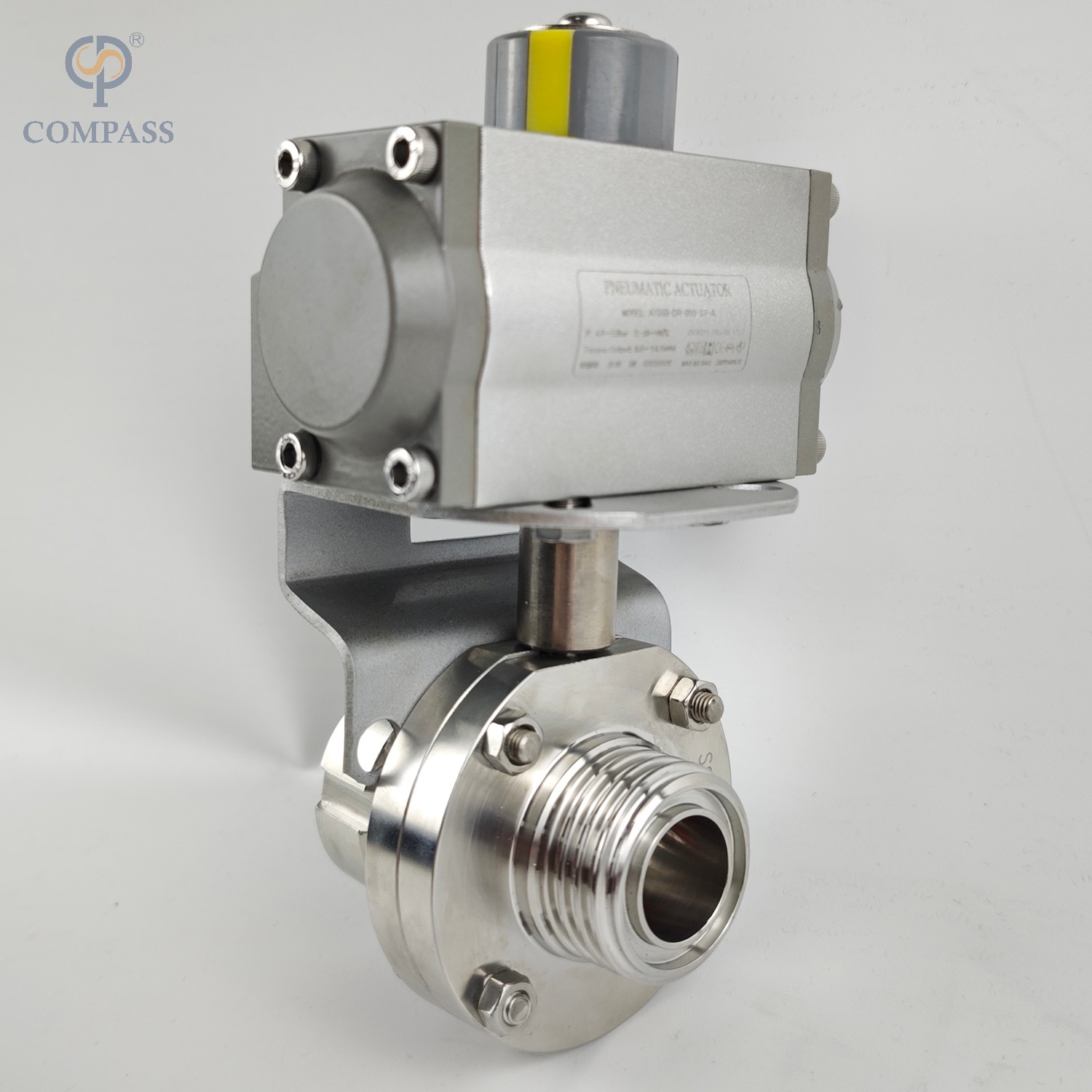 КЛАПАН-БАБОЧКА С ПНЕВМАТИЧЕСКИМ ПРИВОДОМ SS316L ПИЩЕВОЙ SMS МУЖЧИНА/ЖЕНЩИНА С ПНЕВМАТИЧЕСКИМ ПРИВОДОМ