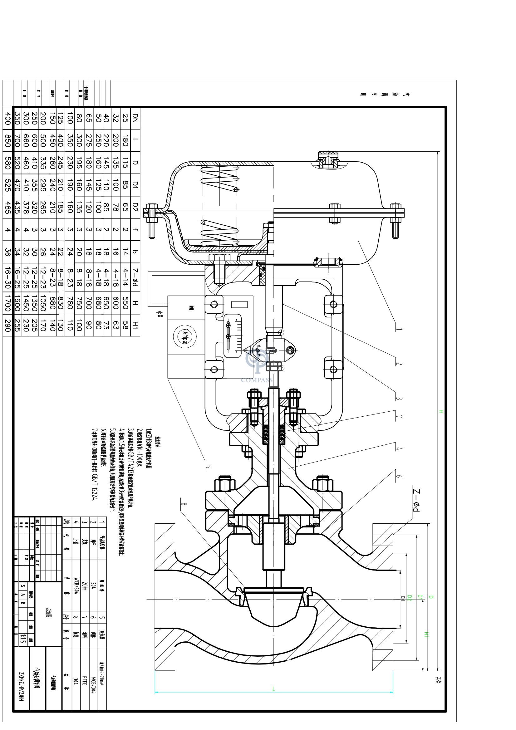 气动调节阀 （带气动头) -Model_01