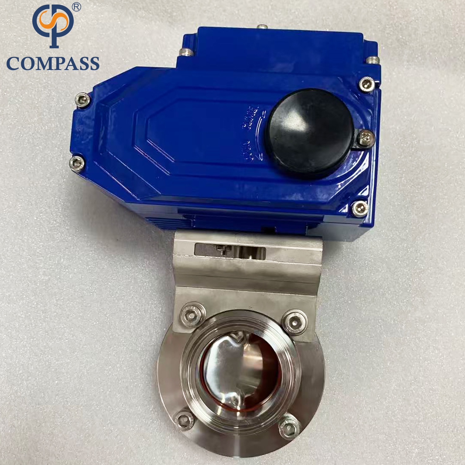 3-дюймовый TC91MM Tri Зажимной клапан-бабочка конца SS304 с электрической головкой