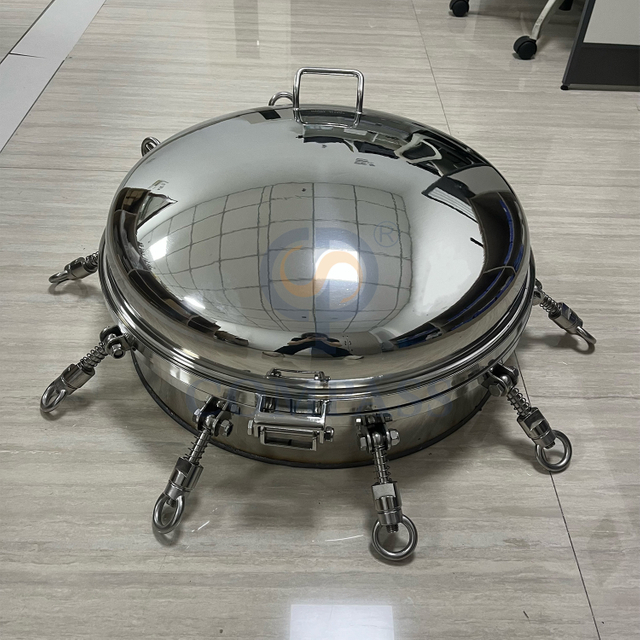SS316L DN600 Санитарная крышка люка из нержавеющей стали Гигиеническое зеркало Полировка Наружные круглые люки резервуара под давлением с уплотнением из EPDM