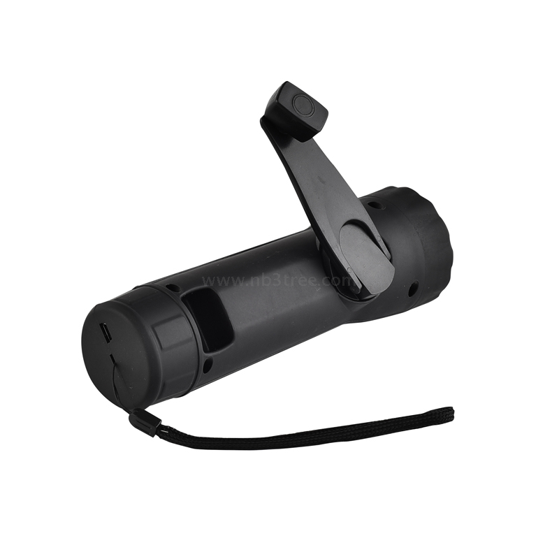 0.5W LED Plastic Hand Crank Flashlight with USB Port for Recharge