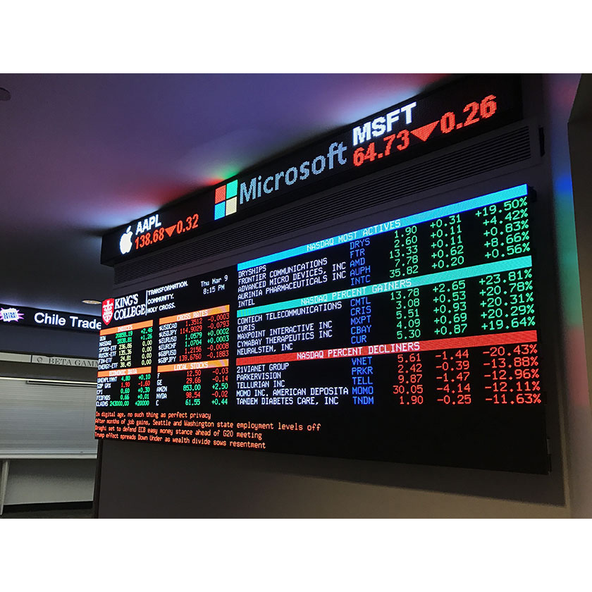 Etiqueta engomada llevada digital a todo color de la pantalla de visualización P10 LED para la acción, financiera, mercado de valores