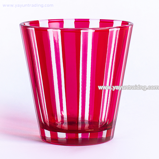 pink empty handmade glass candle vessel