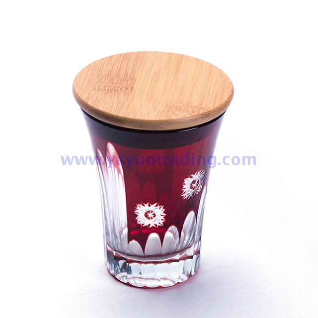 hand cut red horn shape wine or water glass cup