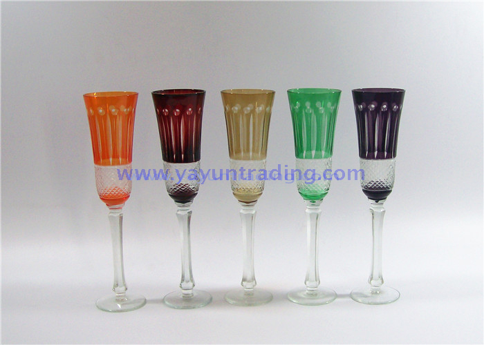 45oz Amber Color Long-stem Glass Champagne Flute for Decoration