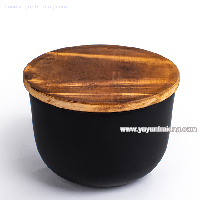 wholesale short curved bottom matte black glass candle container 