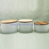 2019 frosted glass candle cup with sealed wooden lid