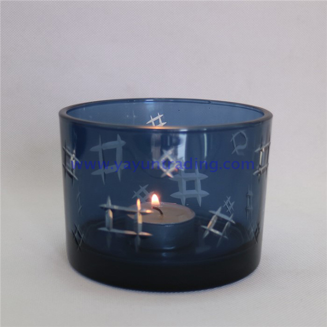 blue SPA recycled glass candle holder