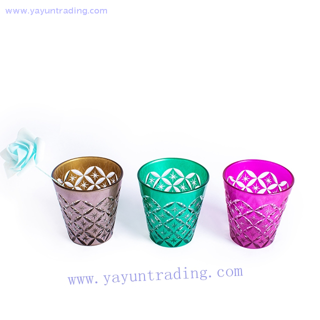 hand made popular pink horn shape glass candle holder
