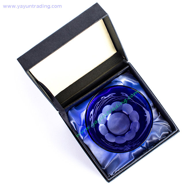  Overlay Cobalt Blue Cut To Clear Shot Glass Tea Cup Mini Glass Bowl for Drinking And Decoration 