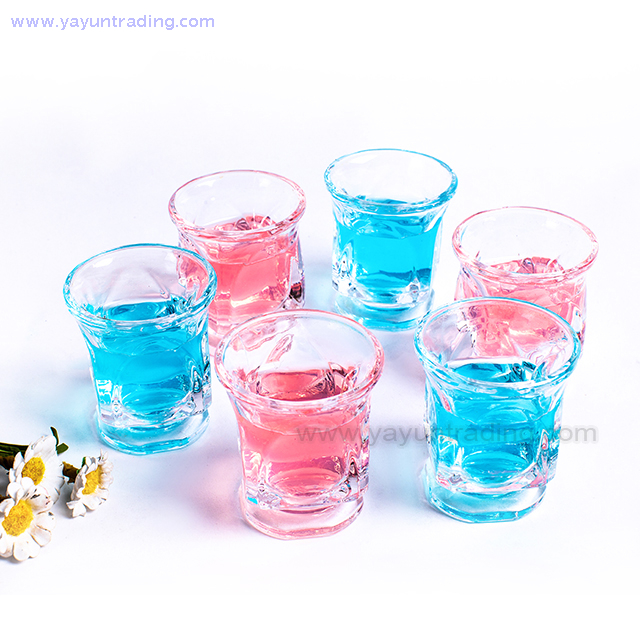 Mini Round Mouth Square Clear Glass Cup for Drinking White Wine And Whiskey