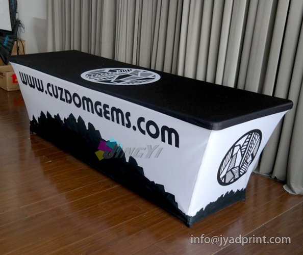 Custom Printed Trade Show Table Covers Heat Resistant Cheap Table Cloth, Custom trade show printed fabric tablecloth custom table cover