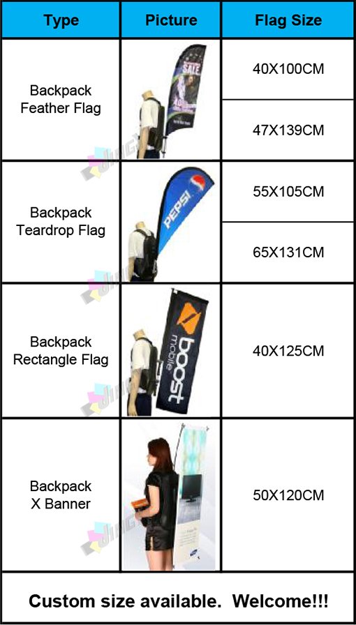 Cusotm Print Moving Advertisement Backpack Walking Display Promotion Message Feather Banner Advertisement Flag