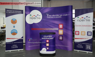 High Quality Trade Show Combo (a POP up backdrop + 2 roll up banner + a Display Podium/Case), With custom Printing, Custom 3X3M Exhibition Booth