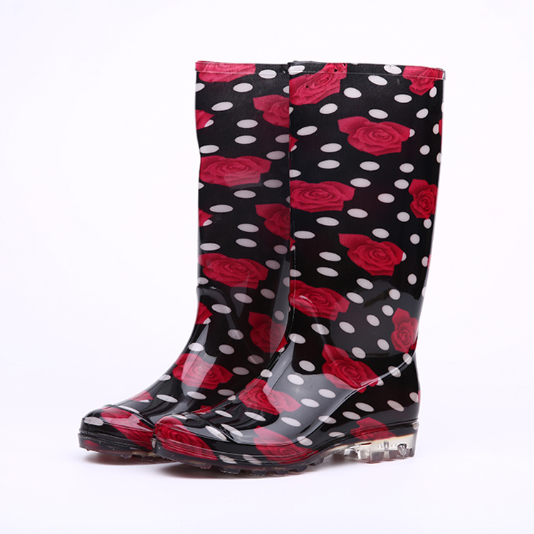 Fashion rose shiny women rain boots