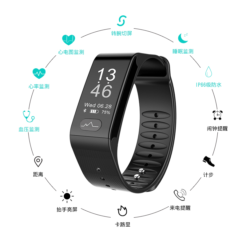 smart watch with blood pressure and heart rate ,best health tracker ECG+PPG smart band