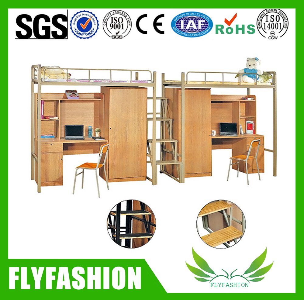 Base de cucheta de madera del estudiante de los muebles del dormitorio de la escuela de la venta caliente con el escritorio y el guardarropa (BD-16)