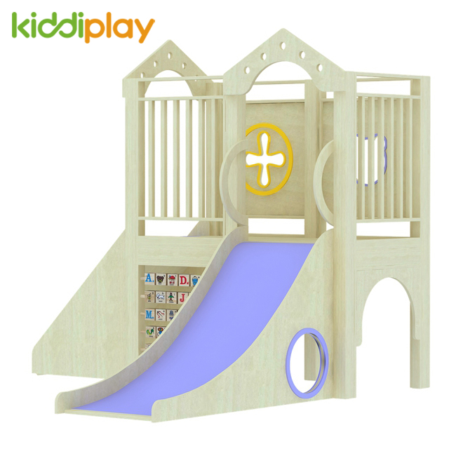 KiddiPlay儿童体智能教具幼儿园木制趣味滑梯室内彩色爬爬梯