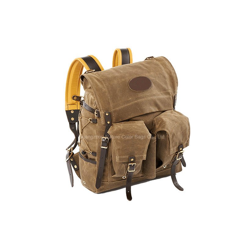 Mens Functional Stable Casual Canvas Backpack for Hiking and Camping