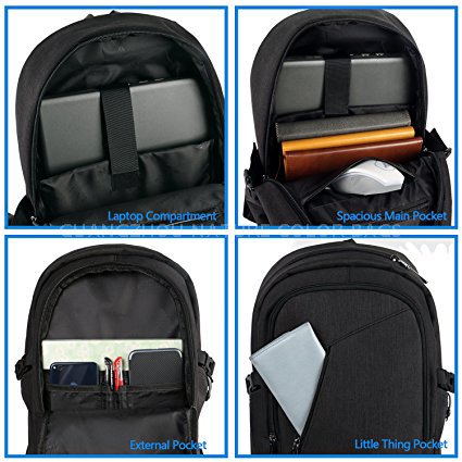 Fashion black business laptop backpack for women&men
