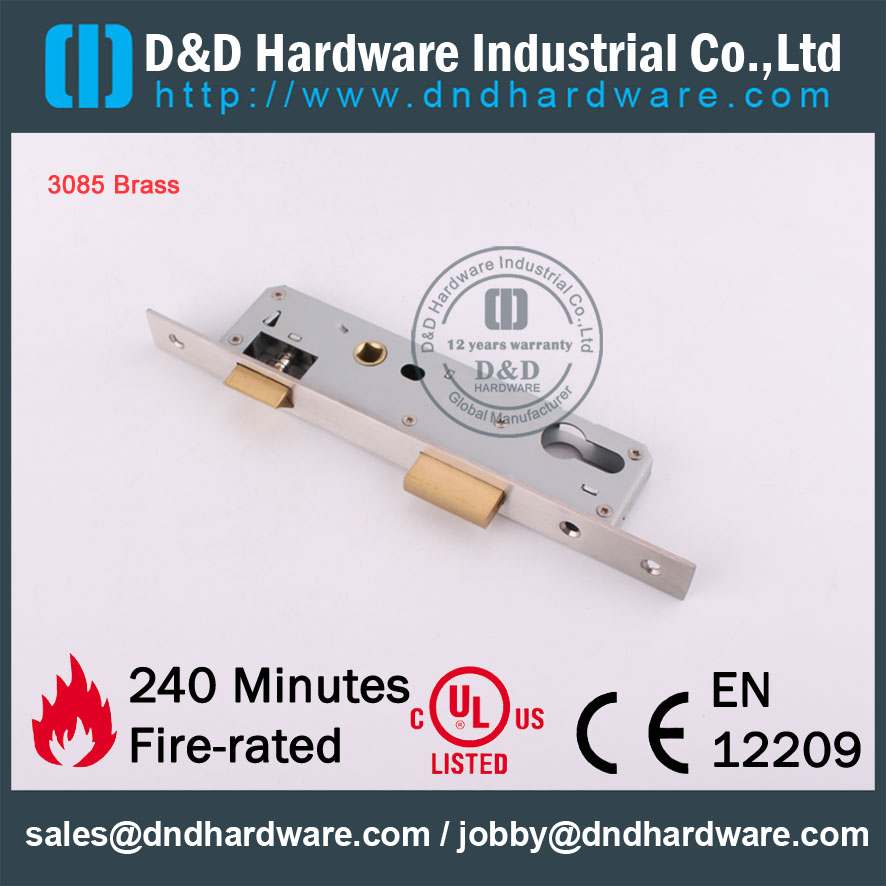 Acessórios de porta de hardware D & D Brass 3085 Mortise Lock DDML021