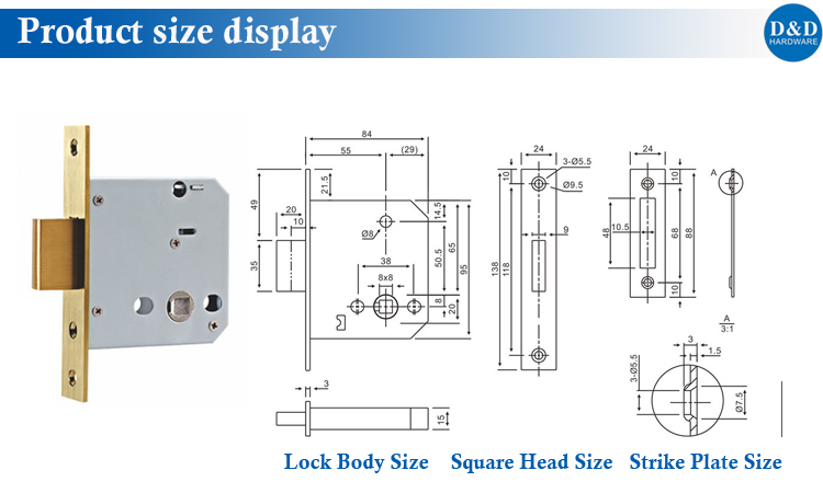 Tamanho do produto Display-D & D Hardware