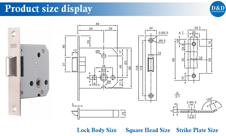 Tamanho do produto Display-D & D Hardware