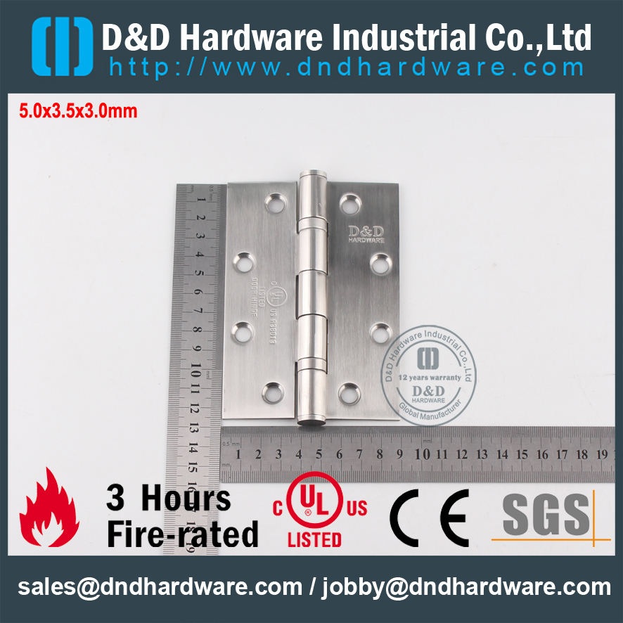 SS304 UL com classificação de fogo 2BB dobradiça-DDSS005-FR-5x3,5x3,0mm
