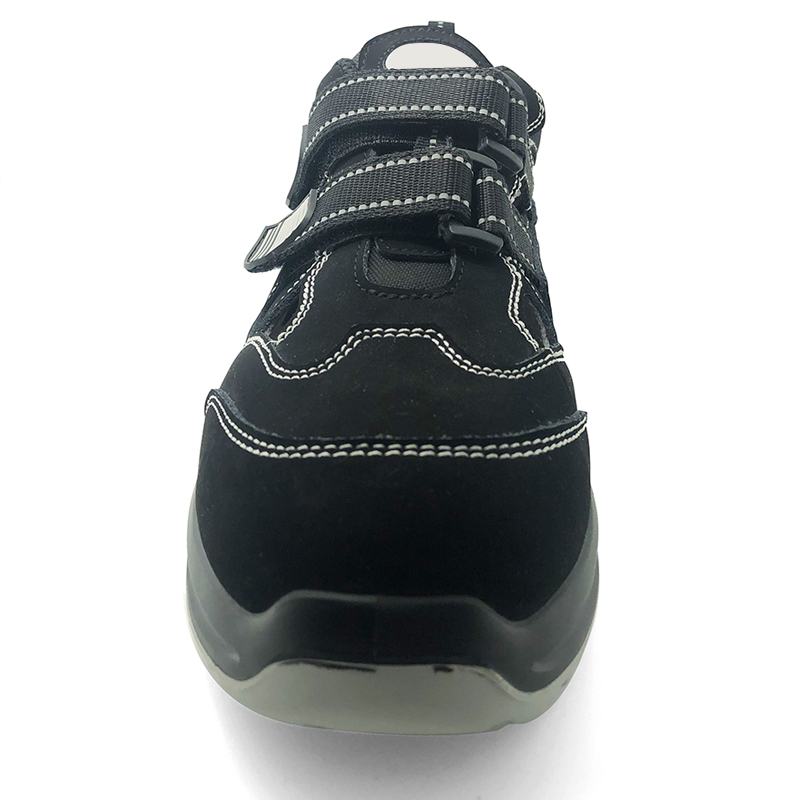 Black Leather Oil Slip Resistant Summer Sport Safety Shoes Composite Toe