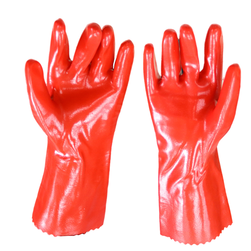 Red Oil Water Resistant Industrial PVC Gloves