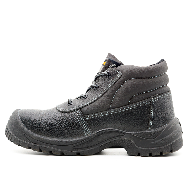 Black Leather Prevent Puncture Safety Shoes Steel Toe